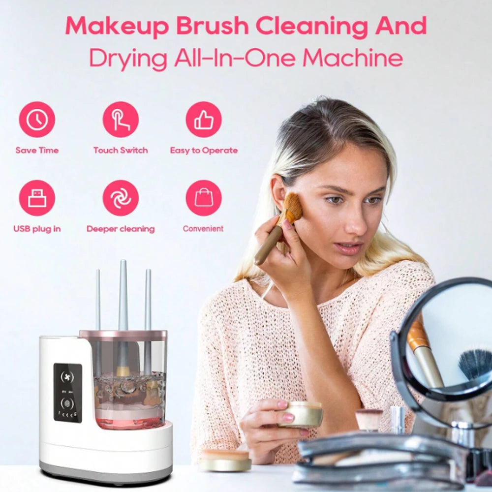 Valentine's Day gift, a ladies' exclusive electric makeup brush cleaner, a cleaning tool for makeup brushes and foundation.